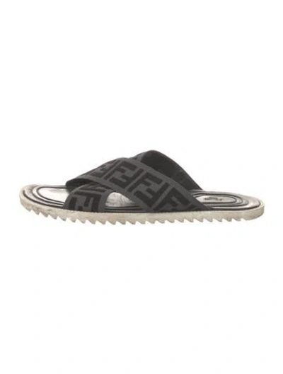 Pre-owned Fendi Zucca Ff Logo Graphic Print Sandals In Brown