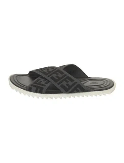 Pre-owned Fendi Zucca Ff Logo Graphic Print Sandals In Grey