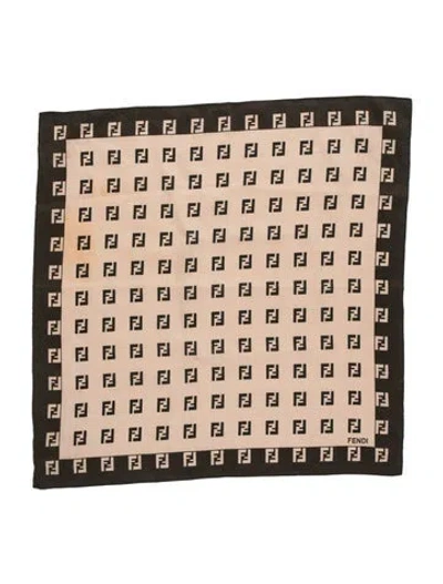 Pre-owned Fendi Zucca Ff Logo Graphic Print Scarf In Neutrals
