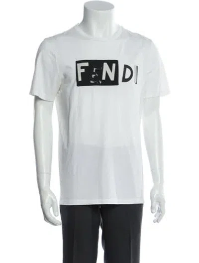 Pre-owned Fendi Zucca Ff Logo Graphic Print Shirt In White
