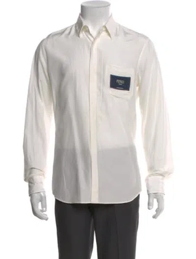 Pre-owned Fendi Zucca Ff Logo Graphic Print Shirt In White