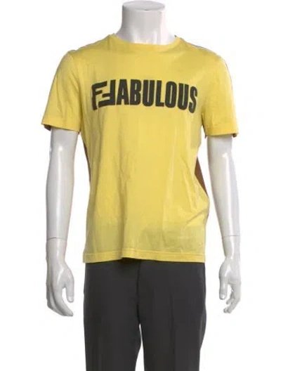 Pre-owned Fendi Zucca Ff Logo Graphic Print Shirt In Yellow
