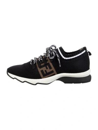 Pre-owned Fendi Zucca Ff Logo Graphic Print Sneakers In Black