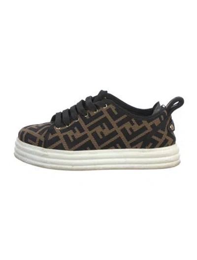 Pre-owned Fendi Zucca Ff Logo Graphic Print Sneakers In Brown