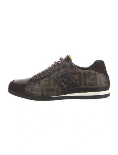 Pre-owned Fendi Zucca Ff Logo Graphic Print Sneakers In Brown