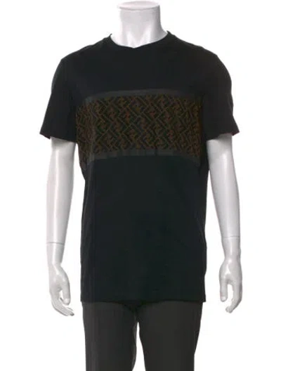Pre-owned Fendi Zucca Ff Logo Graphic Print T-shirt In Black