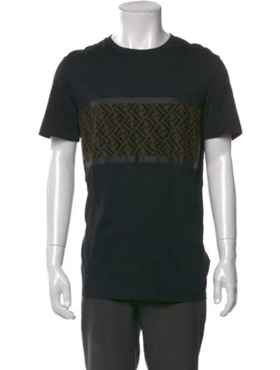 Pre-owned Fendi Zucca Ff Logo Graphic Print T-shirt In Black