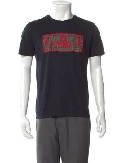 Pre-owned Fendi Zucca Ff Logo Graphic Print T-shirt In Black