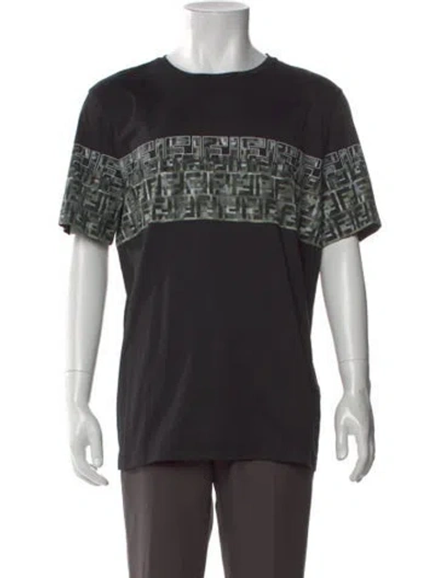 Pre-owned Fendi Zucca Ff Logo Graphic Print T-shirt In Black