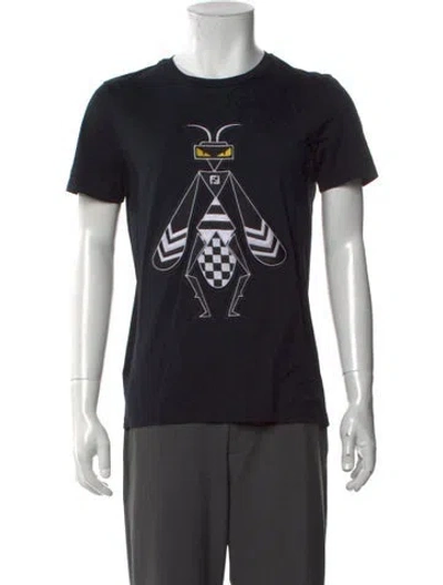 Pre-owned Fendi Zucca Ff Logo Graphic Print T-shirt In Black