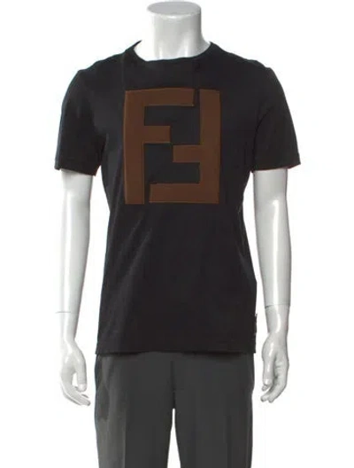 Pre-owned Fendi Zucca Ff Logo Graphic Print T-shirt In Black/brown