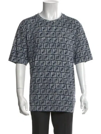 Pre-owned Fendi Zucca Ff Logo Graphic Print T-shirt In Blue