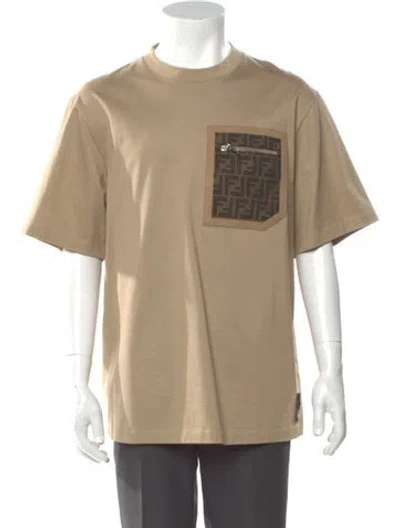 Pre-owned Fendi Zucca Ff Logo Graphic Print T-shirt In Neutral