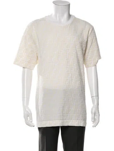 Pre-owned Fendi Zucca Ff Logo Graphic Print T-shirt In Neutrals