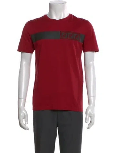 Pre-owned Fendi Zucca Ff Logo Graphic Print T-shirt In Red