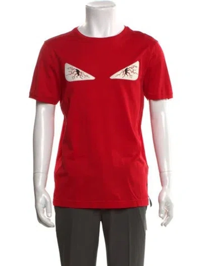 Pre-owned Fendi Zucca Ff Logo Graphic Print T-shirt In Red