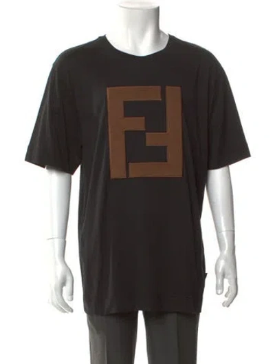 Pre-owned Fendi Zucca Ff Logo Graphic Print T-shirt W/ Tags In Black
