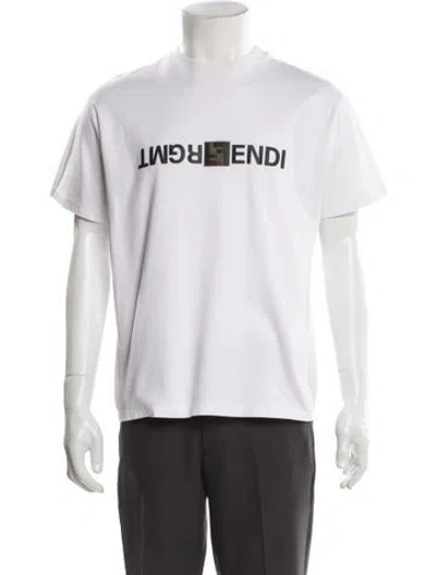 Pre-owned Fendi Zucca Ff Logo Graphic Print T-shirt In White