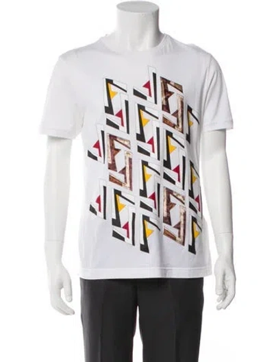 Pre-owned Fendi Zucca Ff Logo Graphic Print T-shirt In White