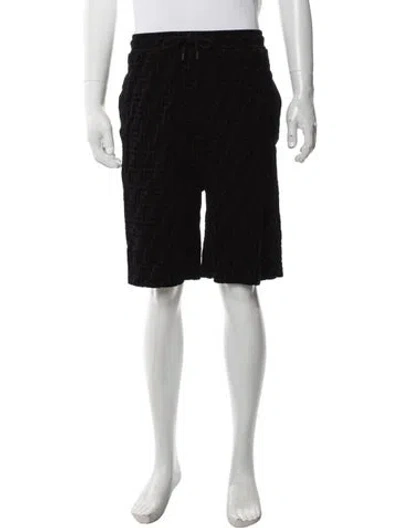 Pre-owned Fendi Zucca Ff Logo Jogger Shorts In Black