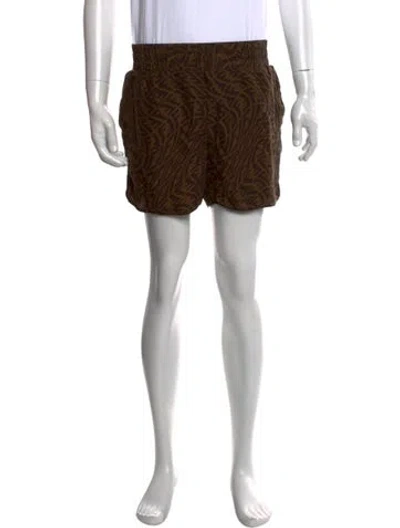 Pre-owned Fendi Zucca Ff Logo Jogger Shorts In Brown