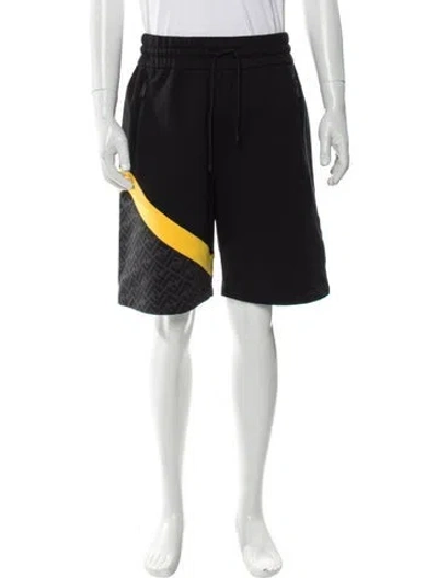 Pre-owned Fendi Zucca Ff Logo Jogger Shorts W/ Tags In Black