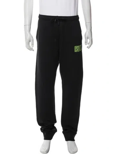 Pre-owned Fendi Zucca Ff Logo Joggers In Black