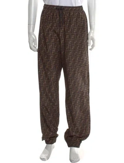 Pre-owned Fendi Zucca Ff Logo Joggers In Neutral