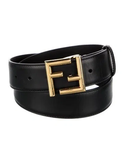 Pre-owned Fendi Zucca Ff Logo Leather Belt Kit In Black