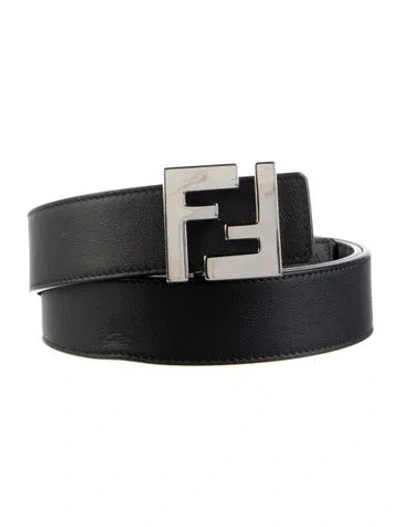 Pre-owned Fendi Zucca Ff Logo Leather Belt Kit In Black