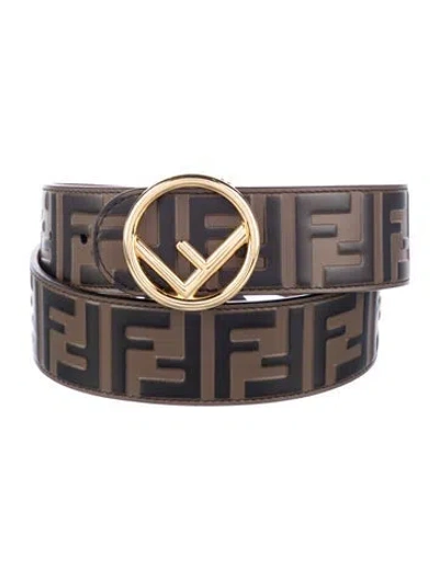 Pre-owned Fendi Zucca Ff Logo Leather Belt In Multi
