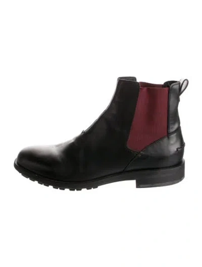 Pre-owned Fendi Zucca Ff Logo Leather Chelsea Boots In Black