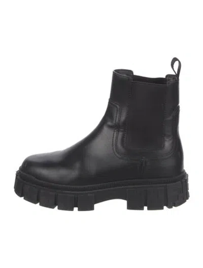 Pre-owned Fendi Zucca Ff Logo Leather Chelsea Boots In Black