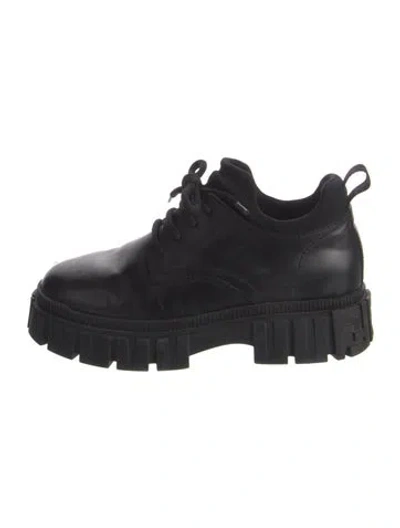Pre-owned Fendi Zucca Ff Logo Leather Chunky Sneakers In Black