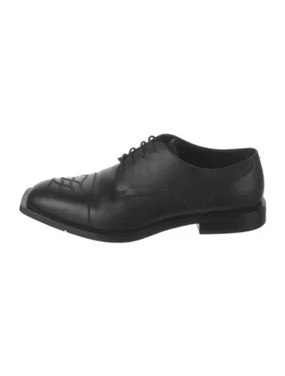 Pre-owned Fendi Zucca Ff Logo Leather Dress Loafers In Black