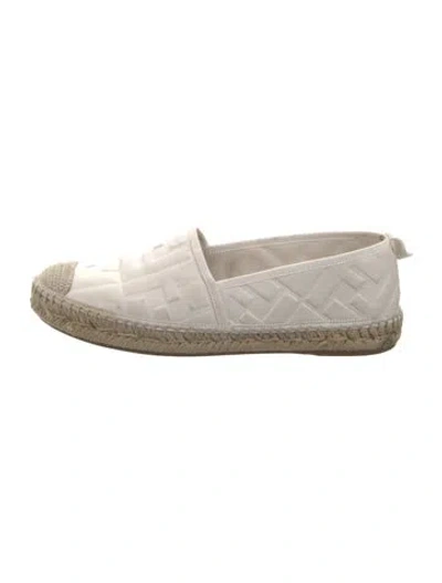 Pre-owned Fendi Zucca Ff Logo Leather Espadrilles In Neutral
