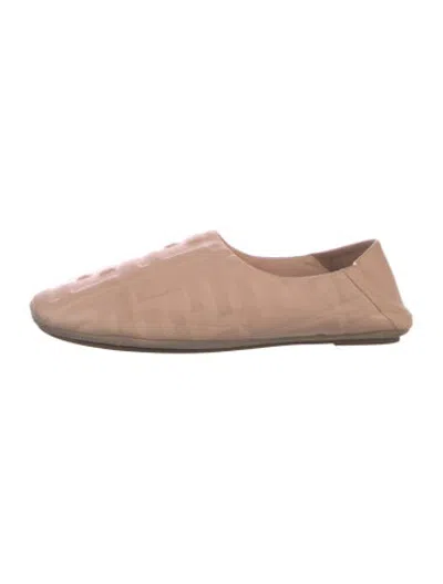 Pre-owned Fendi Zucca Ff Logo Leather Flats In Pink