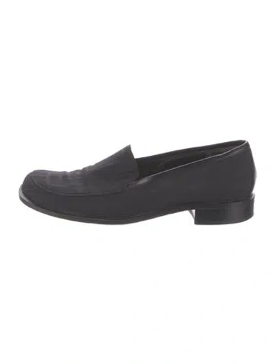 Pre-owned Fendi Zucca Ff Logo Leather Loafers In Black