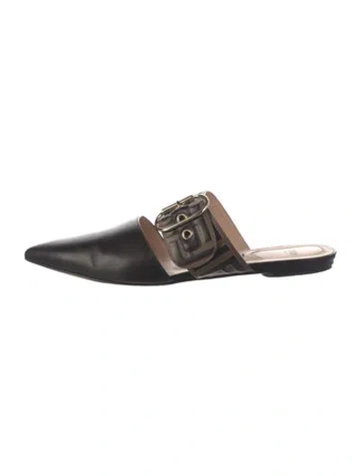 Pre-owned Fendi Zucca Ff Logo Leather Mules In Multi