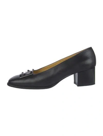 Pre-owned Fendi Zucca Ff Logo Leather Pumps In Blue