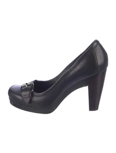 Pre-owned Fendi Zucca Ff Logo Leather Pumps In Blue
