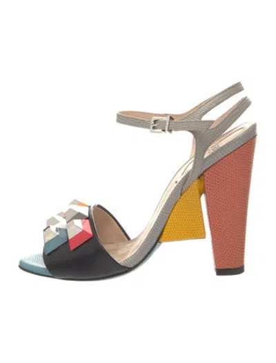 Pre-owned Fendi Zucca Ff Logo Leather Pumps In Brown