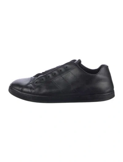 Pre-owned Fendi Zucca Ff Logo Leather Sneakers In Black