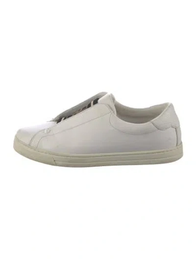 Pre-owned Fendi Zucca Ff Logo Leather Sneakers In Black