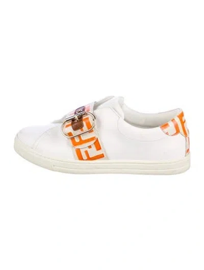 Pre-owned Fendi Zucca Ff Logo Leather Sneakers In Multi