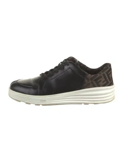 Pre-owned Fendi Zucca Ff Logo Leather Sneakers In Multi