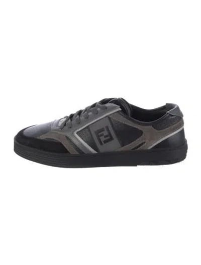 Pre-owned Fendi Zucca Ff Logo Leather Sneakers In Multi