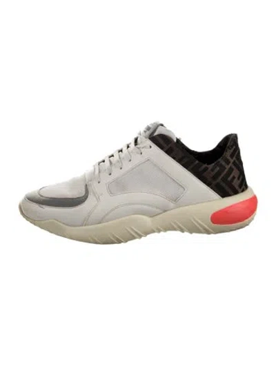 Pre-owned Fendi Zucca Ff Logo Leather Sneakers In Multi