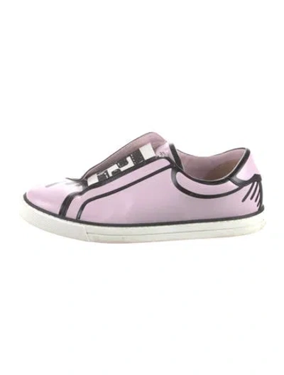 Pre-owned Fendi Zucca Ff Logo Leather Sneakers In Purple