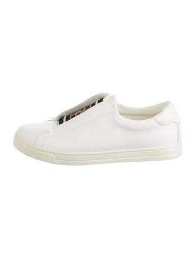 Pre-owned Fendi Zucca Ff Logo Leather Sneakers In White